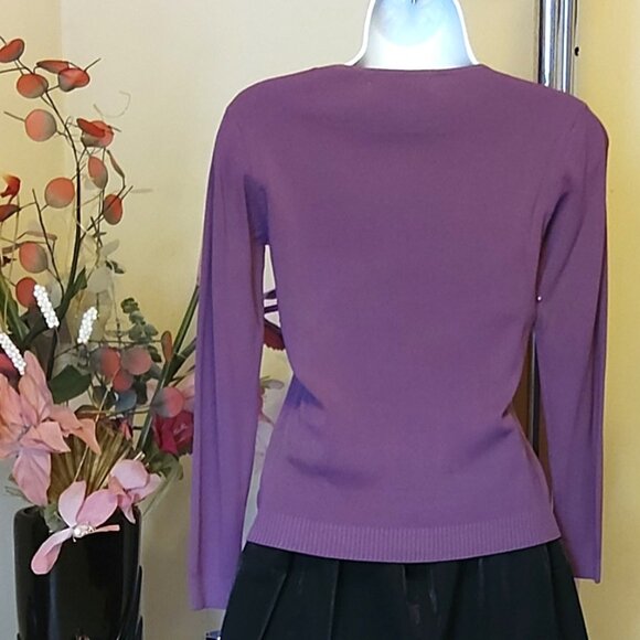 NWT Women’s Light Purple Long Sleeve Crochet Cardigan Fall Winter Sweater S 4 6 - Picture 6 of 6